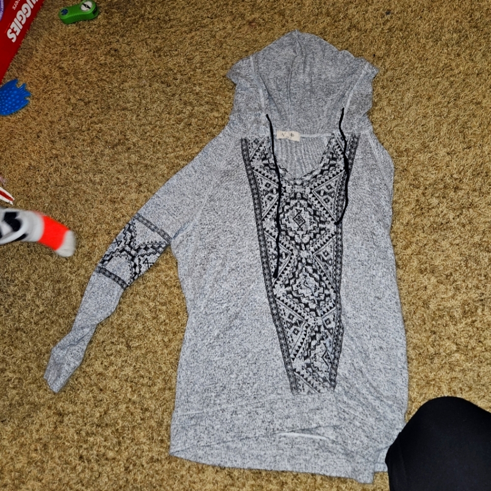 Gray Patterned Hoodie